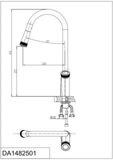 Смеситель для кухни DQ Bayern Alfeld с выдвижной лейкой хром DA1482501